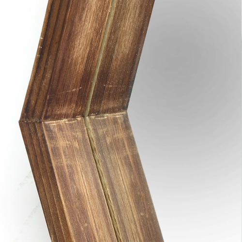 Dark Wood Hexagonal Wall Mirror with Handcrafted Frame