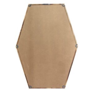 Dark Wood Hexagonal Wall Mirror with Handcrafted Frame