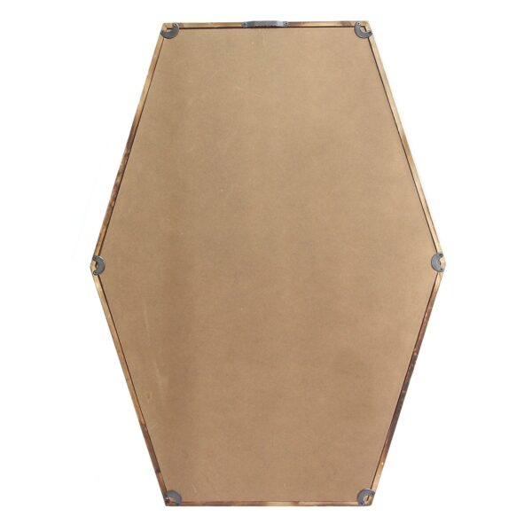 Dark Wood Hexagonal Wall Mirror with Handcrafted Frame