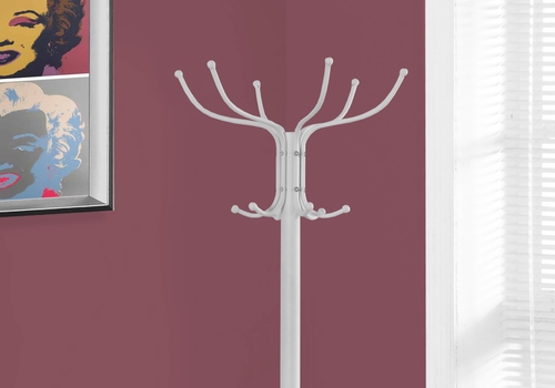White Metal Coat Rack with Umbrella Holder 18x18x70