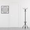 70-Inch Black Metal Coat Rack with Umbrella Holder