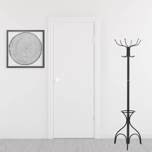 70-Inch Black Metal Coat Rack with Umbrella Holder