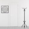 70-Inch Black Metal Coat Rack with Umbrella Holder