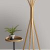 68.25-Inch Natural Coat Rack with Oak Veneer Hooks