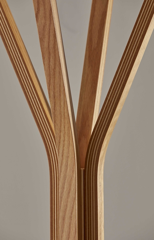 68.25-Inch Natural Coat Rack with Oak Veneer Hooks
