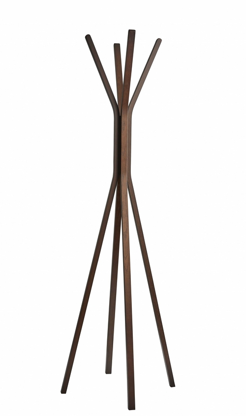 68.25-Inch Natural Coat Rack with Oak Veneer Hooks