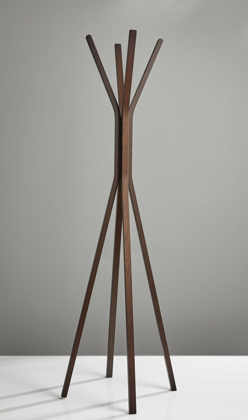 68.25-Inch Natural Coat Rack with Oak Veneer Hooks