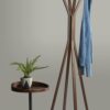 68.25-Inch Natural Coat Rack with Oak Veneer Hooks