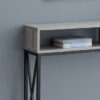 Grey Metal Console Table with Shelves – 48-Inch Rectangular Design