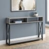Grey Metal Console Table with Shelves – 48-Inch Rectangular Design