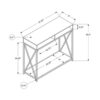Grey Metal Console Table with Shelves – 48-Inch Rectangular Design