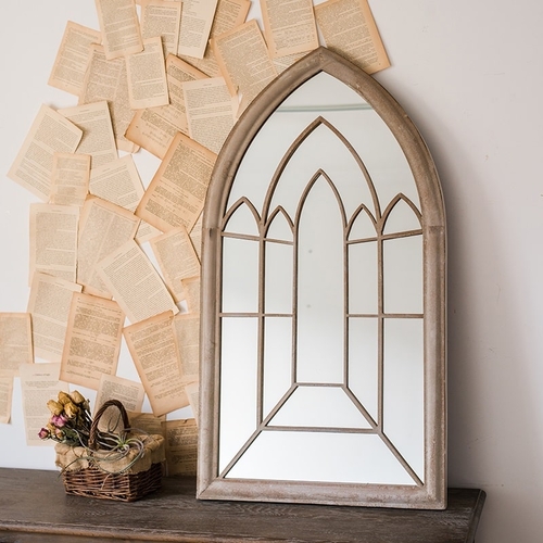 Rustic French Art Wall Mirror with Iron Frame