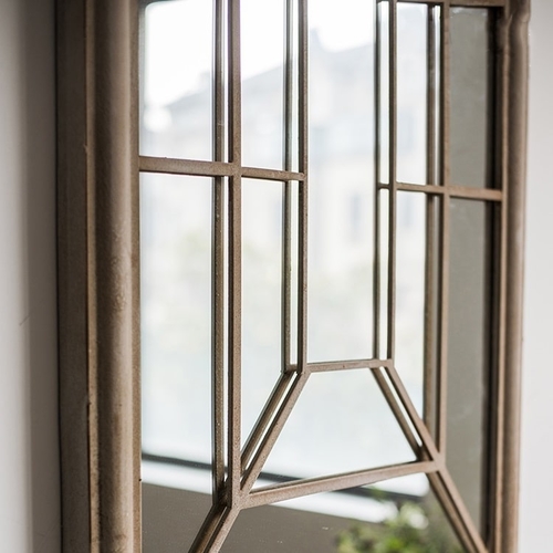 Rustic French Art Wall Mirror with Iron Frame