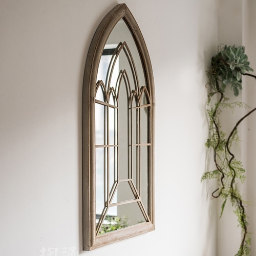 Rustic French Art Wall Mirror with Iron Frame
