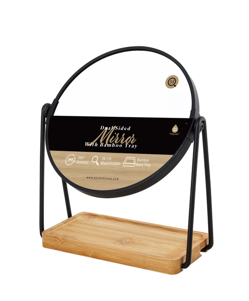 Eco-Friendly Dual Side Mirror with Bamboo Tray