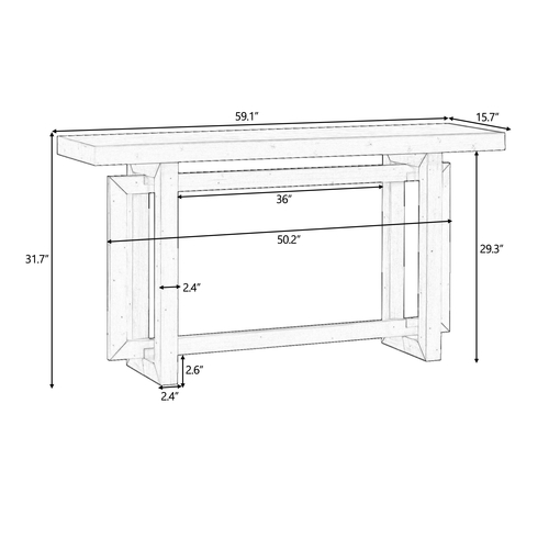 Contemporary Console Table with Wood Top – Extra Long Design