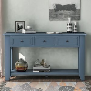 Rustic Solid Wood Console Table with Storage Drawers