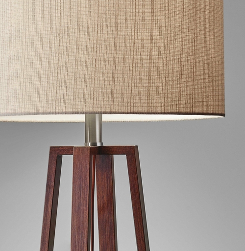 Walnut Wood Finish Table Lamp with Sustainable Linen Fabric Shade