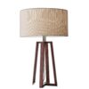 Walnut Wood Finish Table Lamp with Sustainable Linen Fabric Shade