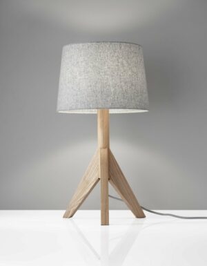 Rustic Natural Ash Wood Tripod Base Table Lamp