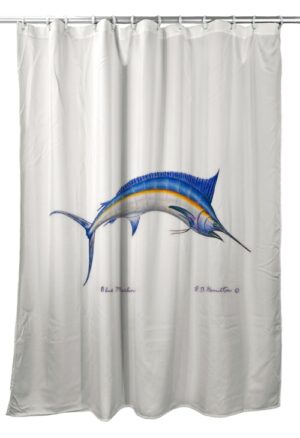 Decoriax Blue Marlin Shower Curtain – Coastal Theme (70" x 72")