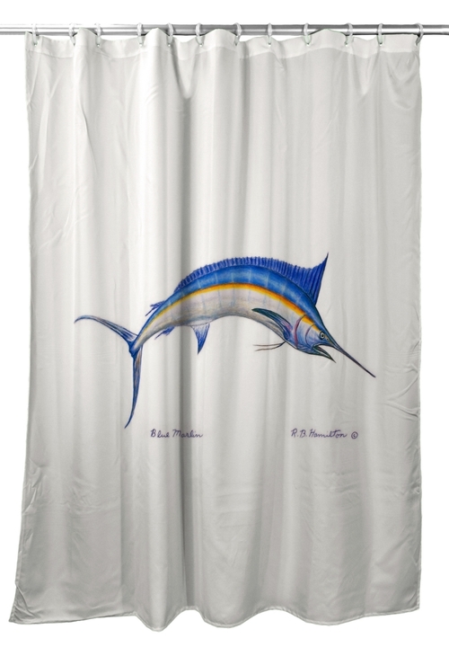 Decoriax Blue Marlin Shower Curtain – Coastal Theme (70" x 72")