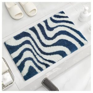 Decoriax Blue & White Geometric Bath Mat (24" x 17")
