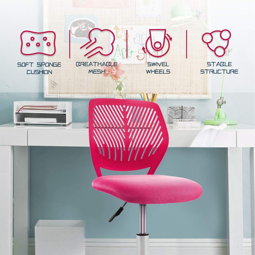 Kids Desk Chair, Adjustable Children Study Chair, Swivel Chair Armless