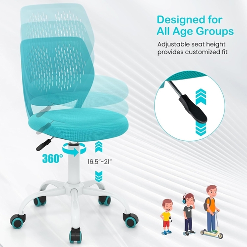 Kids Desk Chair, Adjustable Children Study Chair, Swivel Chair Armless