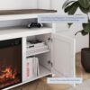 58" White Farmhouse Fireplace TV Stand for 65" TV