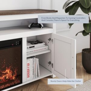 58" White Farmhouse Fireplace TV Stand for 65" TV - Image 2