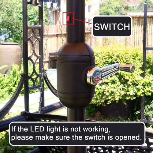 9' Solar LED Lighted Patio Umbrella with 8 Ribs/Tilt Adjustment and
