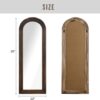 Wooden Arched Floor Mirror with Distressed Style - Wall Mounted Wide