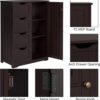 Brown Wooden Bathroom Cabinet with 4 Drawers Cupboard