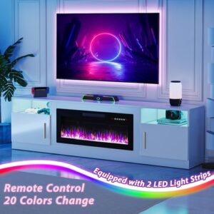 Fireplace TV Stand with 36" Fireplace，80" TV Stand with LED Light - Image 3