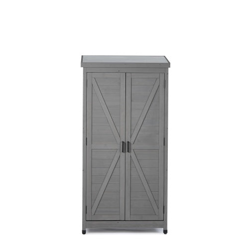 Outdoor Wooden Storage Shed with Metal Top