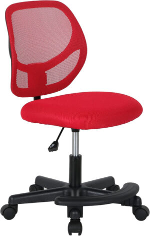 Kids Adjustable Mesh Low-Back Swivel Study Desk Chair with Footrest,