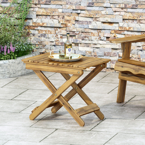 Folding Acacia Wood Outdoor Side Table