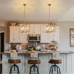 6-Light Gold Pendant Light, Modern Farmhouse Dining Room Light