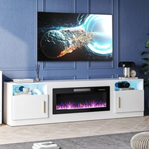 Fireplace TV Stand with 36" Fireplace，80" TV Stand with LED Light - Image 6