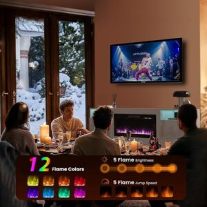 Fireplace TV Stand with 36" Fireplace，80" TV Stand with LED Light - Image 7