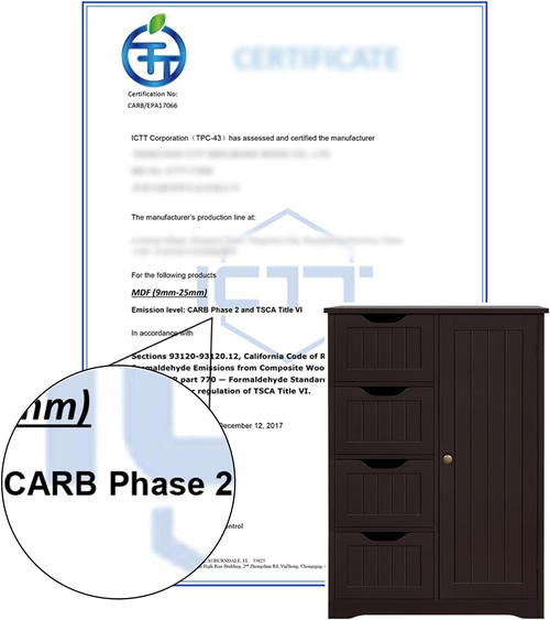 Brown Wooden Bathroom Cabinet with 4 Drawers Cupboard