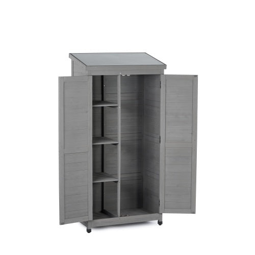 Outdoor Wooden Storage Shed with Metal Top