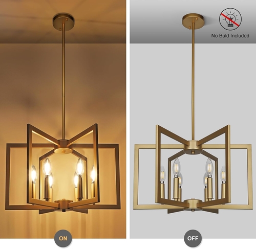 6-Light Gold Pendant Light, Modern Farmhouse Dining Room Light