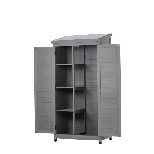 Outdoor Wooden Storage Shed with Metal Top