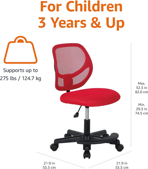 Kids Adjustable Mesh Low-Back Swivel Study Desk Chair with Footrest,
