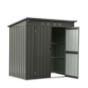Outdoor Black Galvanized Steel Storage Shed