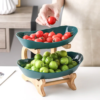 2/3 Layer Table Plates Dinnerware Wooden Kitchen Fruit Bowl with