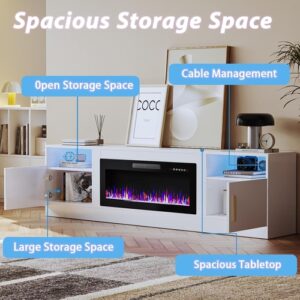 Fireplace TV Stand with 36" Fireplace，80" TV Stand with LED Light - Image 4