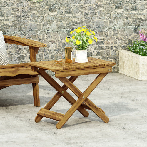 Folding Acacia Wood Outdoor Side Table
